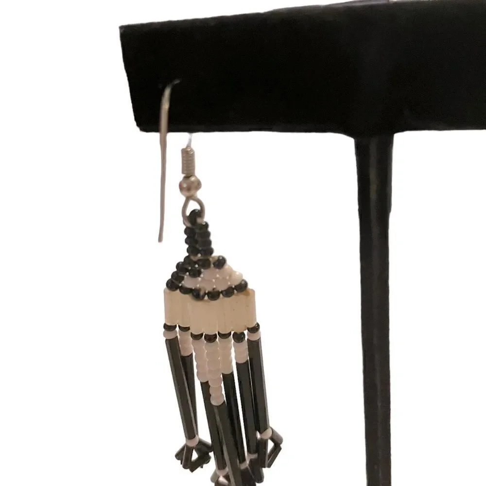 Vintage Handmade Native American Glass Bead Hook Earrings